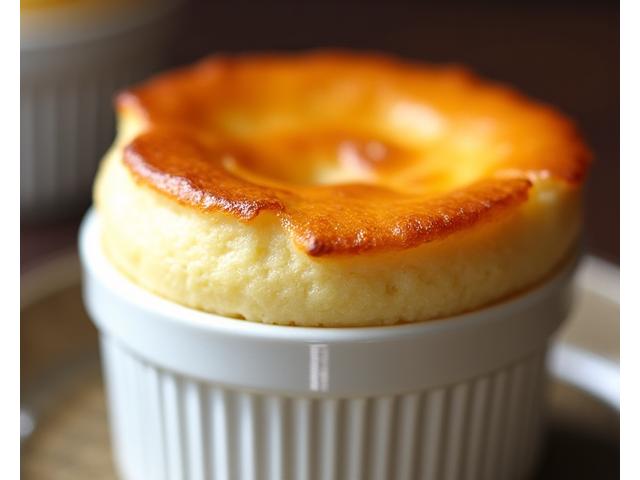 Photo d'un soufflé au fromage doré et bien gonflé