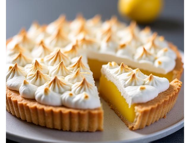 Photo d'une tarte au citron meringuée avec un dôme parfait